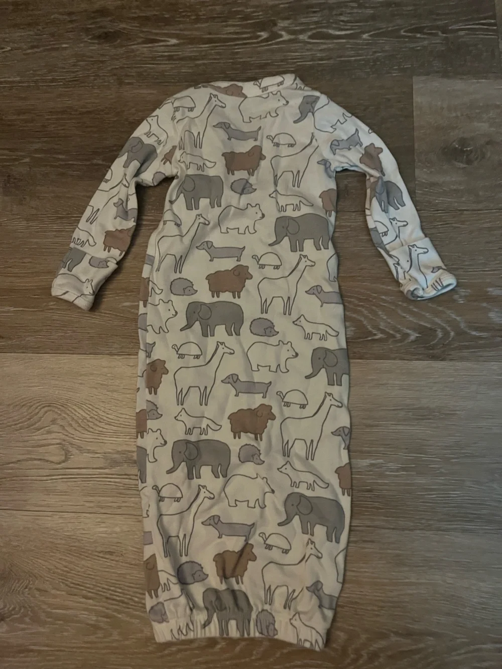 Carter's Cream Animal Print Sleeper Gown with Gray and Brown Accents
